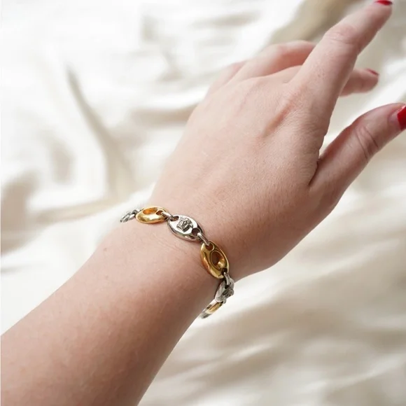 Vintage Gianni Versace Medusa Oval Two-Tone Bracelet - Picture 6 of 6